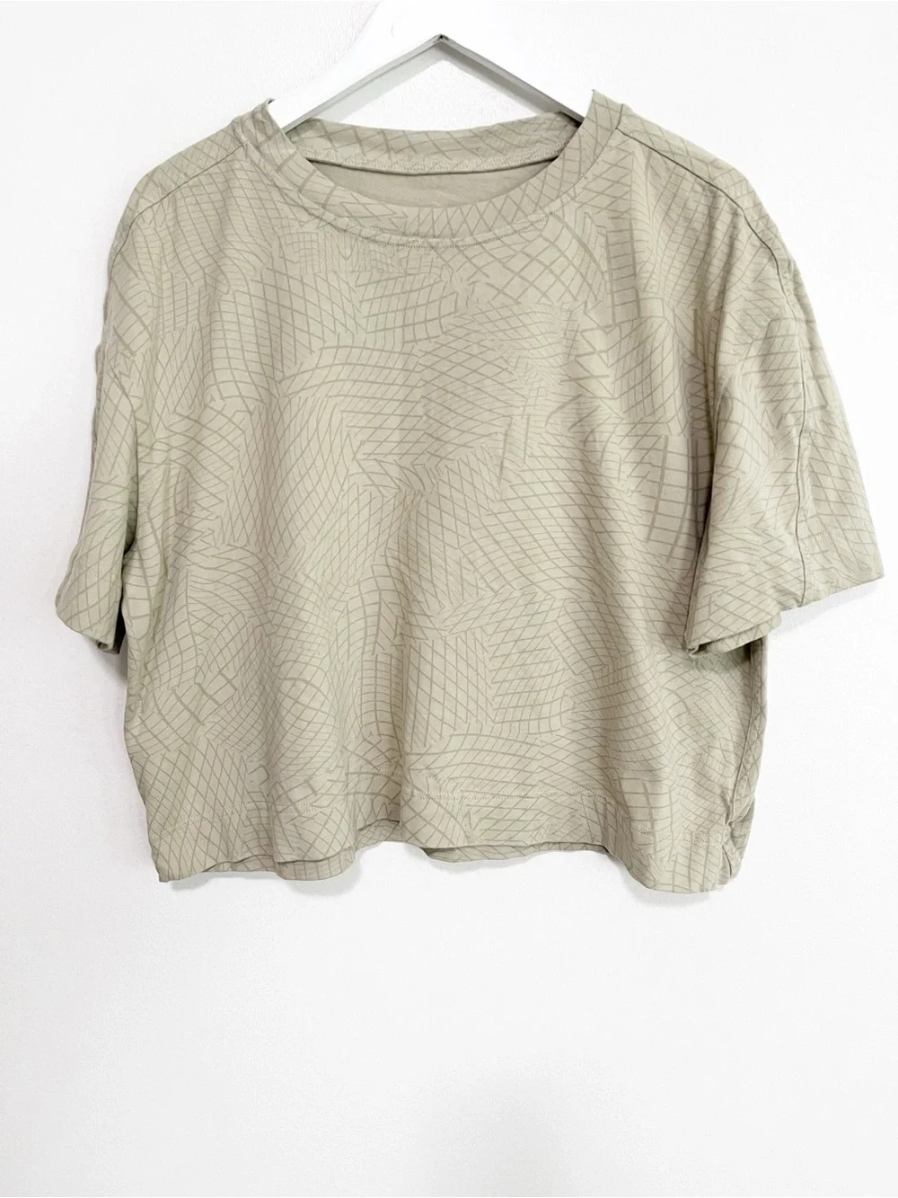 BOGO! Lululemon Heavyweight Cotton T-Shirt Gradiating Grid Raw Linen Tan XL
